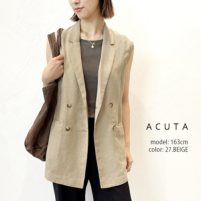 ＼Calne to Calera SALE／【30％OFF】ACUTA アクータ　シアーメッシュダブルジレ 10018932【RCP】SS トップス ベスト｜Mmn　エムエムエヌ