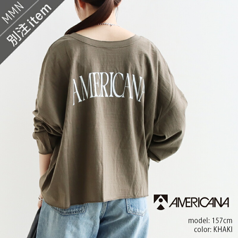 AMERICANA×MMN【別注品目】 アメリカーナ  別注 2way バックロゴヘンリーネックプルオーバー ASO-862GB/1【RCP】2026SS カットソー トップス