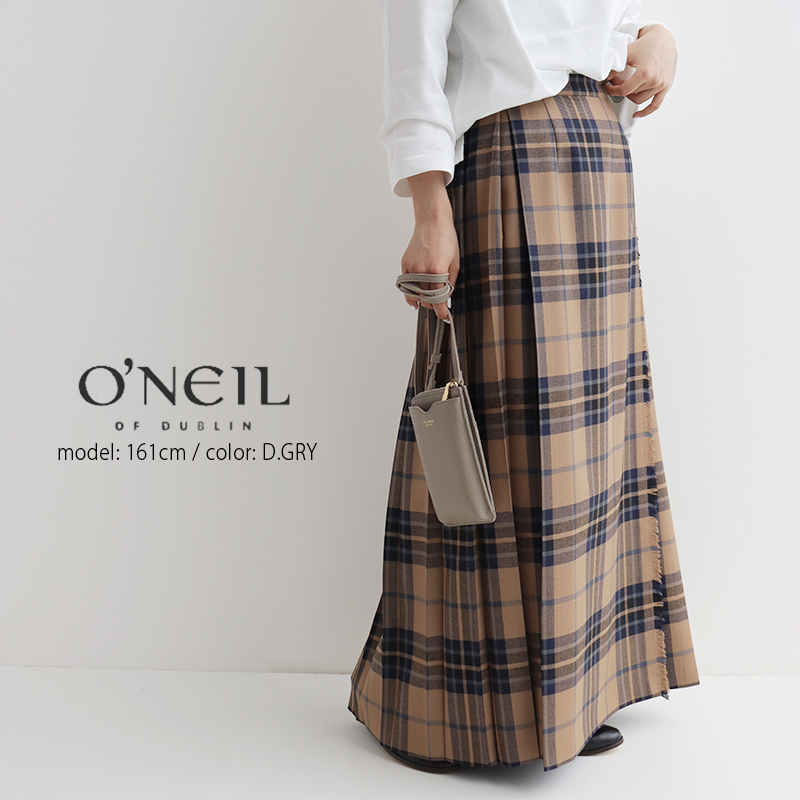 O'Neill of Dublin チェック柄ロングスカート O'NEIL OF DUBLIN｜aranciato別注 ウール プリーツ チェック