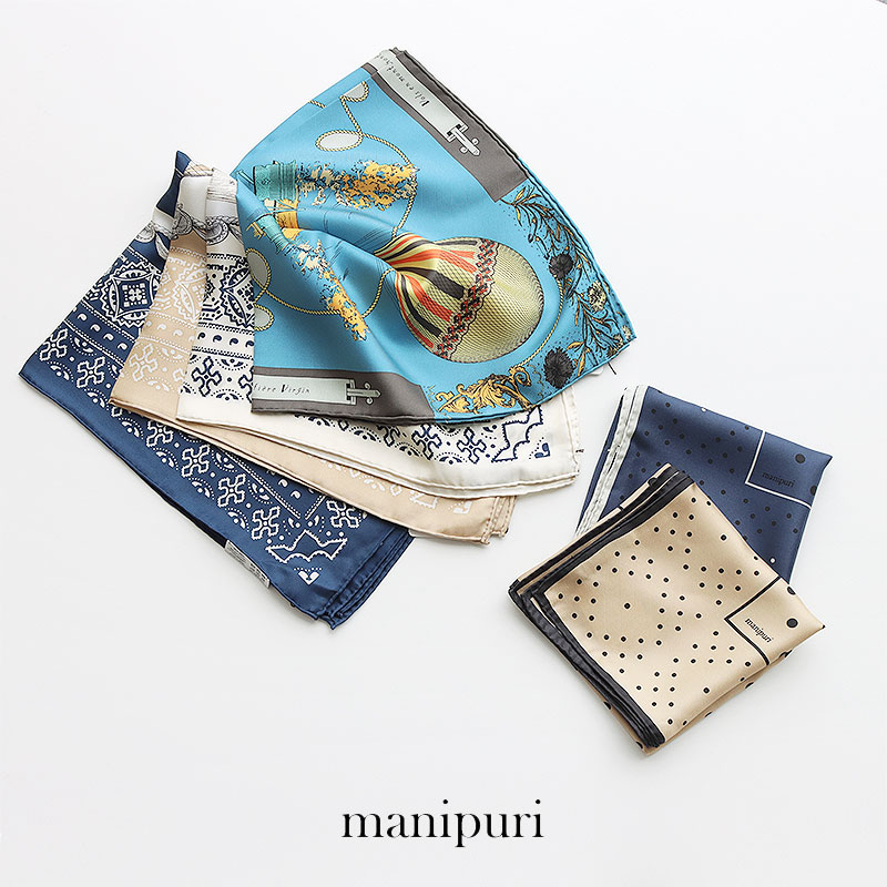 楽天市場】manipuri マニプリ 65×65 シルクスカーフ BOX付き 