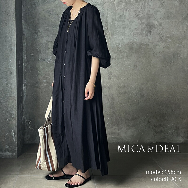 MICA&DEAL マイカアンドディール　LINEN GATHER OPS インドリネンギャザーワンピース 0126204165【RCP】SS 麻｜Mmn　エムエムエヌ