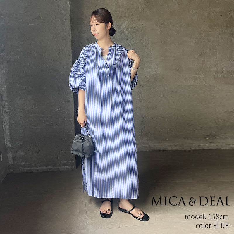 ＼Calne to Calera SALE／【30％OFF】MICA&DEAL マイカアンドディール　BALOON/S OPS バルーンスリーブワンピース 0126104060【RCP】2026SS スキッパーシャツワンピース ストライプ｜Mmn　エムエムエヌ