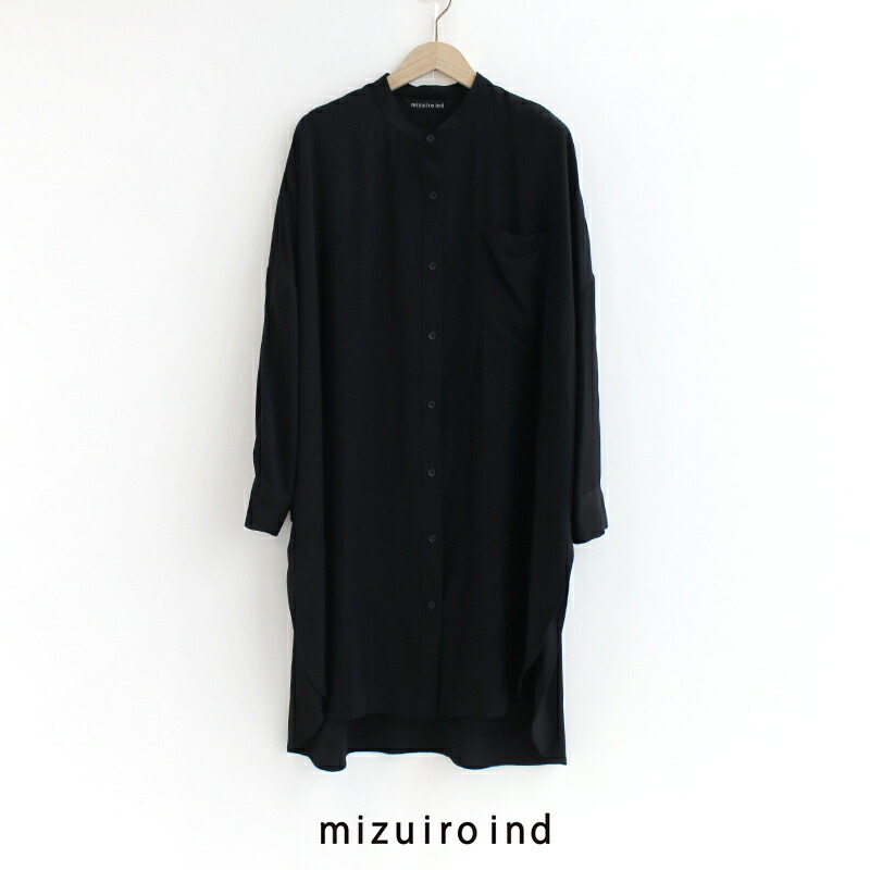 mizuiro ind ミズイロインド  band collar long shirt バンドカラーロングシャツ 1-239056 【RCP】 2025SS