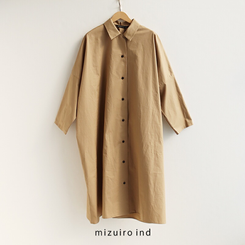 ＼Wonderland／【期間限定 10％OFF】mizuiro ind ミズイロインド　wide shirt OP ワイドシャツワンピース 1-250084【RCP】2026SS ロングワンピース