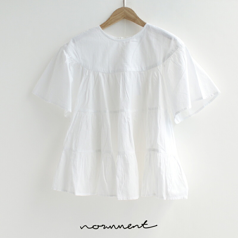 ＼Wonderland／【期間限定 10％OFF】normment ノーメント　COTTON VOIL TIERED BLOUSE コットンボイルティアードブラウス S25S-1940 【RCP】 2025SS トップス 25gw