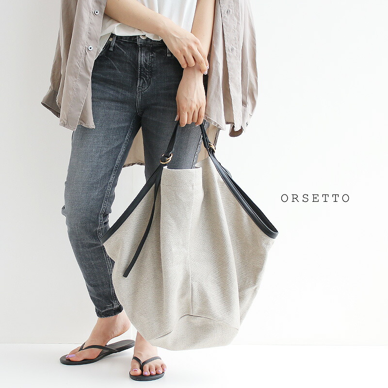 ＼SUPER SALE／【40％OFF】ORSETTO オルセット VENTO リネン×レザートートバッグ 01-057-01【RCP】御徒面子 ■4