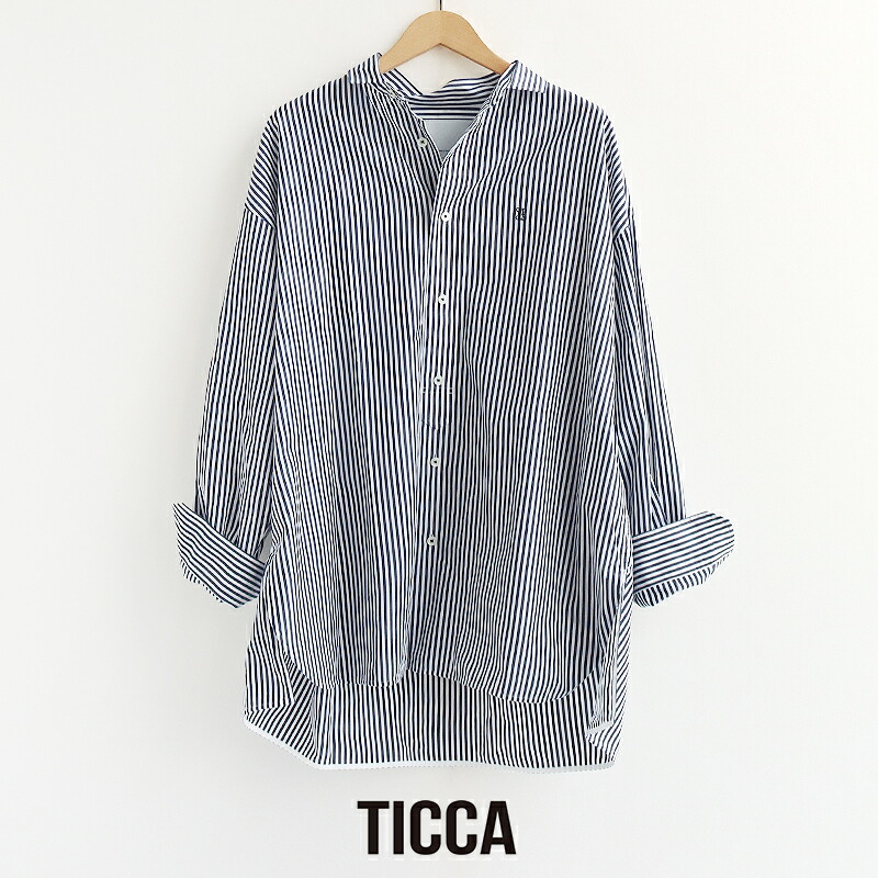 TICCA ティッカ スクエアビッグシャツ UNI TBFS-012【RCP】2026SS トップス 縞模様