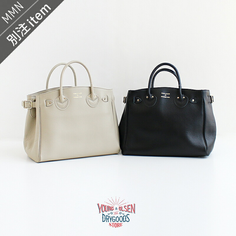 Young\u0026OLSEN×MMN【色つや別注】 ヤングアンドオルセン EMBOSSED LEATHER BELTED TOTE S エンボスドレザーベルテッドトートS YO2503-GD011 / YO2503-GD363【RCP】 2025AW トートバッグ