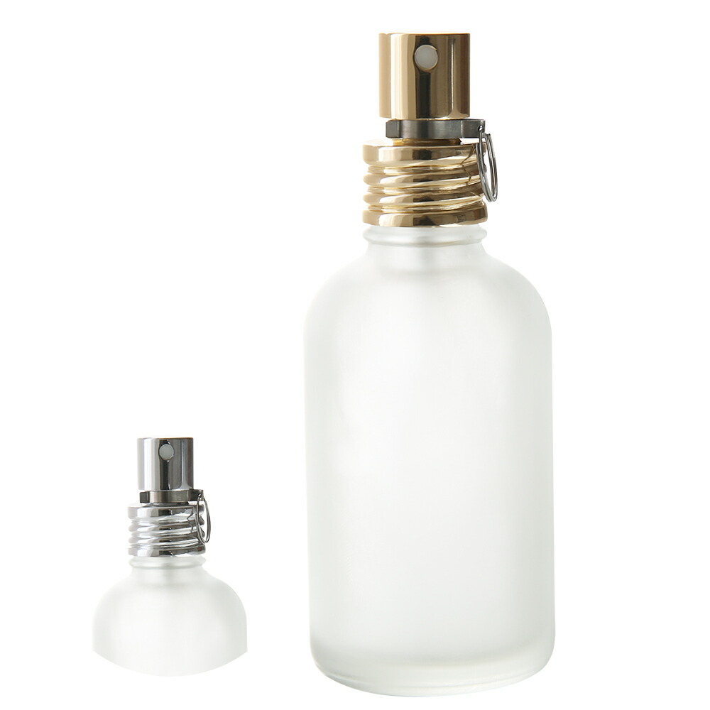 アトマイザー・フロストガラスボトル・スプレー [50ml]／10本 香水瓶 フレグランス 香水 リネンウォーター ボトル パフューム 透明 詰め替え 容器 アトマイザー 手作り アロマ ゴールド シルバー 小分け 曇り 乳白 不透明 ルームフレグランス 化粧品 コスメ