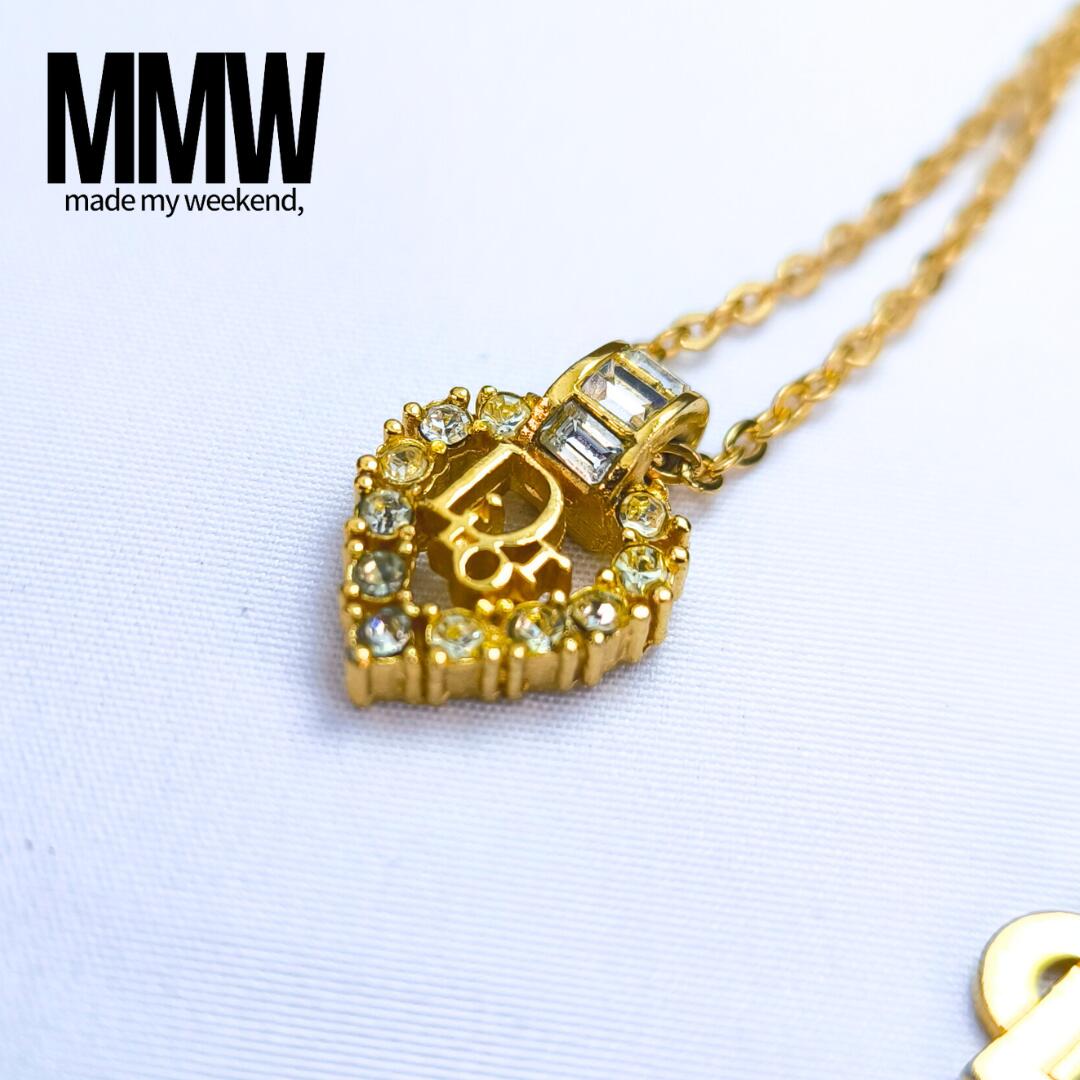 【美品】 クリスチャンディオール ハート ラインストーン ネックレス クリスチャンディオール Christian Dior ネックレス