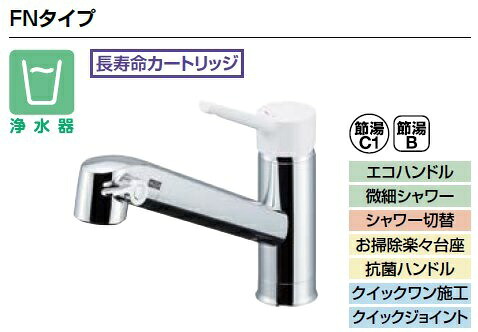 LIXIL リクシル 勝手もと向け 水栓金具 オールインワン浄水栓FN印字機JF-AG442SYXA（JW）浄水器内蔵シングル生き胆練りあわせる水栓