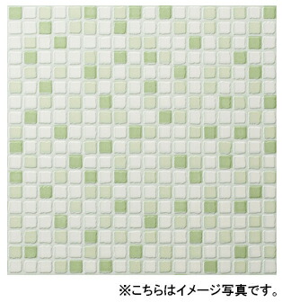 日本デコラックス モザイコ トレリス(8mm角タイル柄) キッチンパネル GX-3914LT エンボス仕様 アースグリーン サイズ3mm×910mm×1820mm (3×6版)
