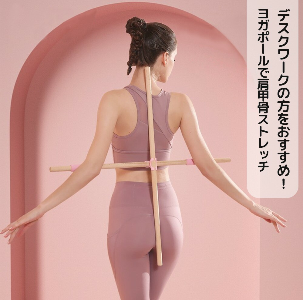 売り込み ピンク ヨガスティック ストレッチ 携帯便利 ヨガ ジム 姿勢 肩 肩甲骨 背筋