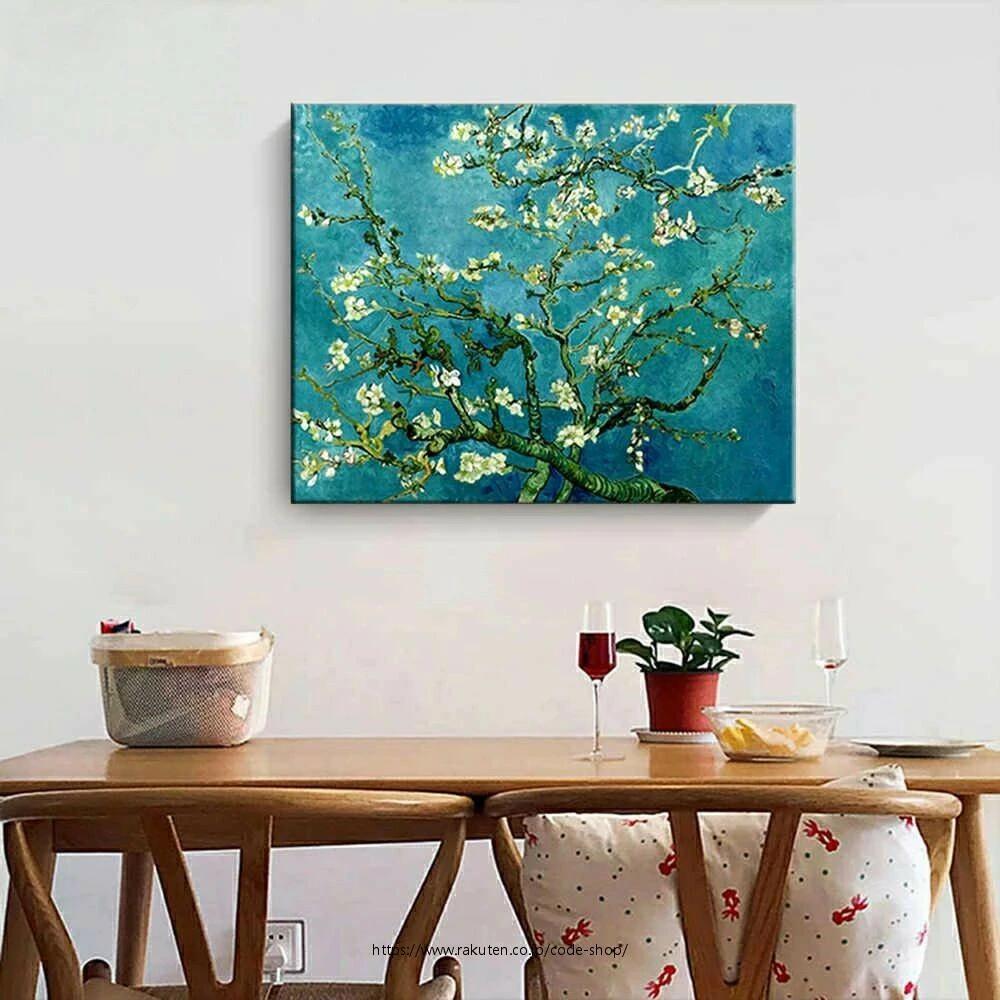 室内装飾 部屋の入り口 リビング 図面 リビング 絵 ファブリックパネル 扁桃の花樹 ゴッホ 飾りつけ プリキャンバス書きうつす画 一般受け40×60珊 今めかしい 差し上げ物 工芸ひな形 工芸ダイアログボックス