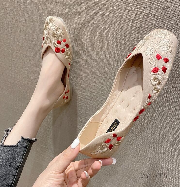 フラットパンプス 通勤 フラットシューズ 走れる 刺繍 ローヒール パンプス パンプス 通勤 バレエシューズ ぺたんこ 柔らか スクエアトゥ 痛くない 夏 オフィス 通学