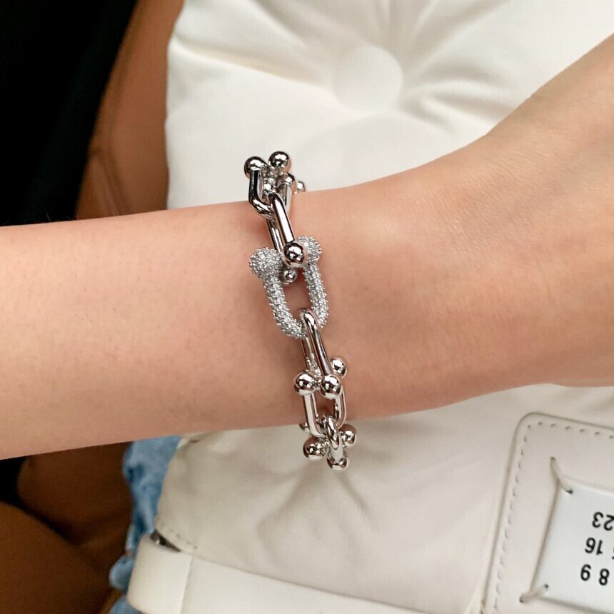 キュービック ブレスレット 2オフ ジルコニア Uチェーン ネックレス ピアス 金属アレルギ リンクチェーン|MN商店