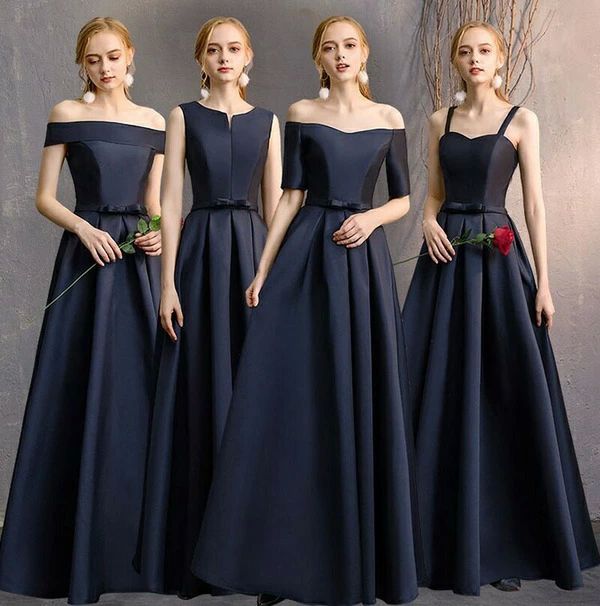 ロングドレスネイビーブライズメイド結婚式お揃いドレスパーティードレス発表会ピアノ演奏会ドレス袖なし袖あり大きいサイズフォーマルワンピースエンパイアラインお呼ばれ二次会20代30代S～3XLs1x1