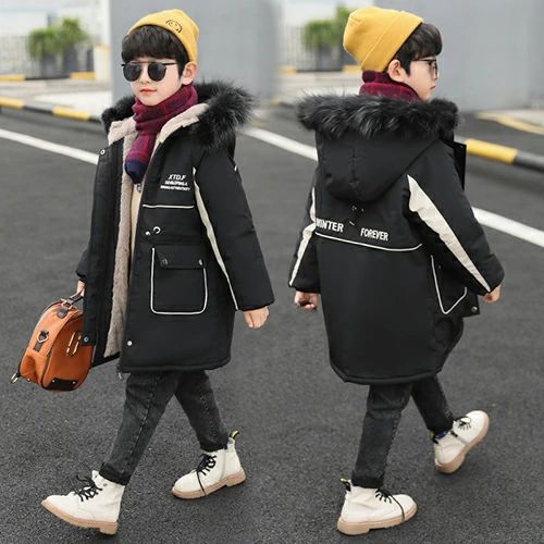 キッズコート中綿コートロング裏起毛ボアコートアウタージャケットフード付き厚手キッズ子供服男の子キッズ服防寒防風通学秋冬あったかぬくぬく110120130140150160170cm5歳6歳7歳8歳9歳10歳黒赤