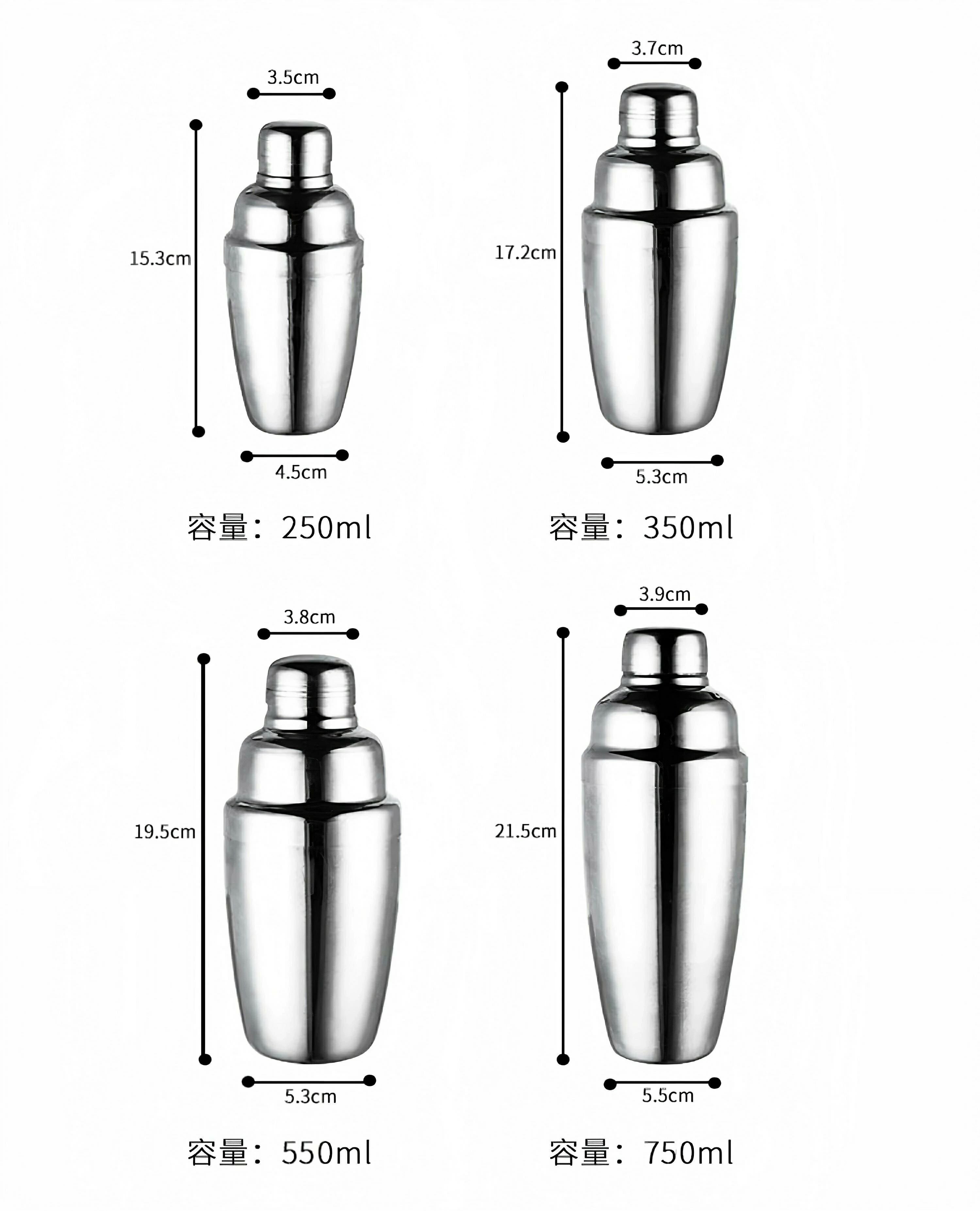 バーテンダー 250ml ステンレス鋼 プロ仕様 350ml シェイカー バーツール シェーカー 750ml 550ml バー用品 スタンダードカクテルシェーカー カクテル用品