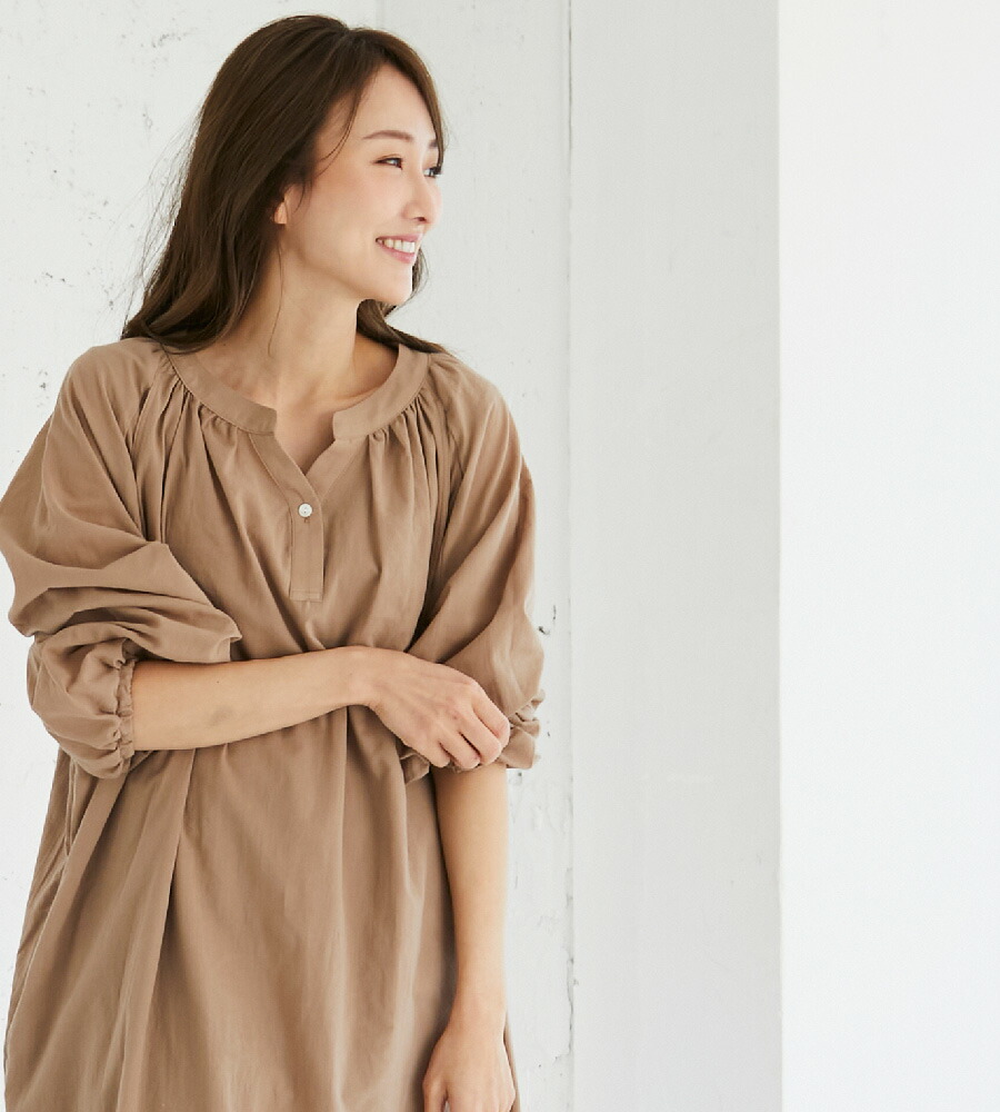 《試着OK》授乳服マタニティウエアカフタンワンピース《綿100%コットン100%長袖授乳ワンピースマタニティワンピースモーハウス日本製》