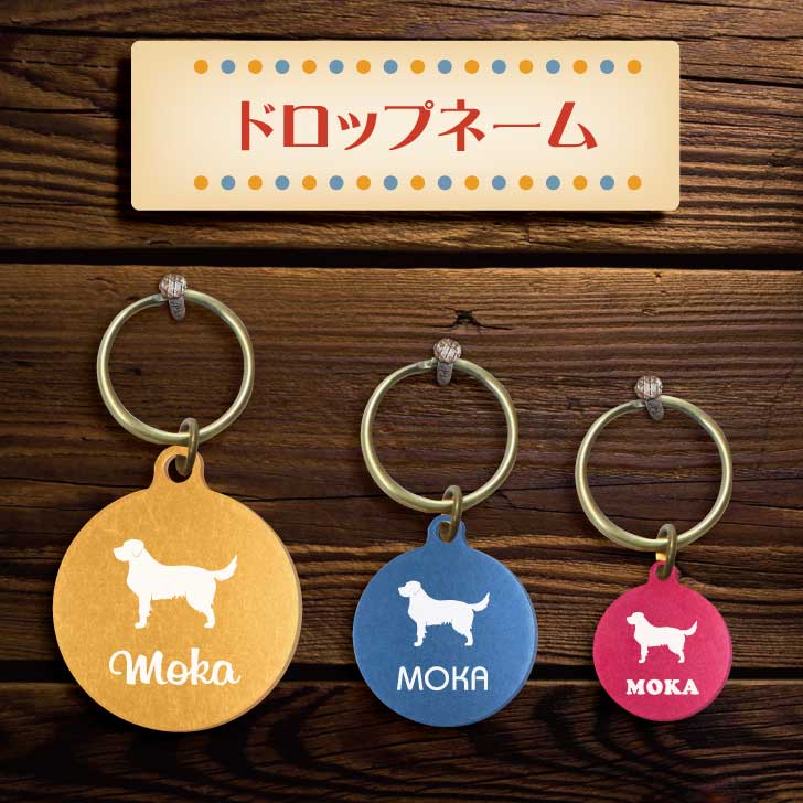 迷子札 ドロップネーム 名入れ グッズ ペット 名札 軽量 極小 軽い ネームタグ かわいい おしゃれ 首輪 犬