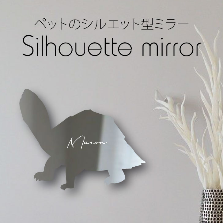 【マラソン中はP5倍】シルエットミラー [ SS - L ]【 カブトニオイガメ 】 鏡 ミラー かわいい ペット 彫刻 インテリア グッズ プレゼント おしゃれ 映え 映える ギフト メモリアル アクリル軽量 頑丈 シンプル メイク 化粧台用 カメ｜mo-u-ra