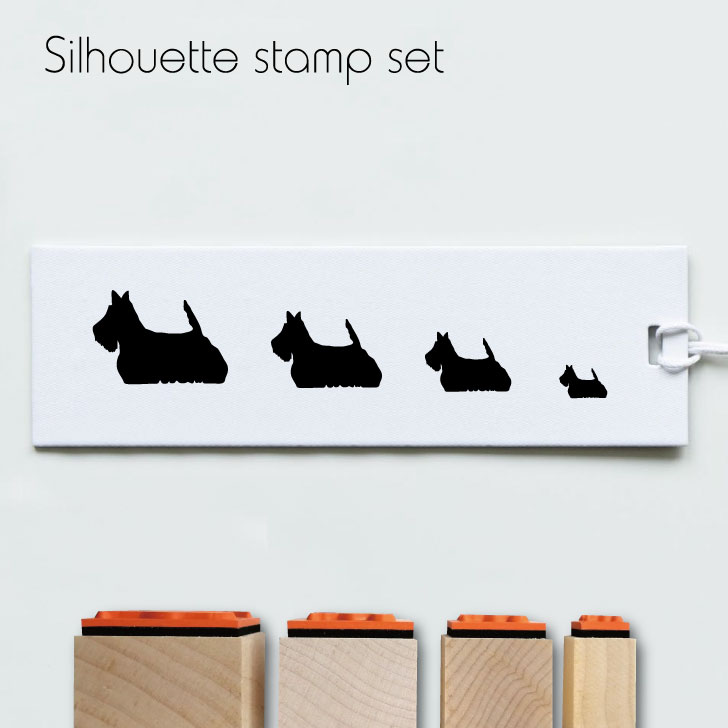 楽天市場 ｸｰﾎﾟﾝ配布中 スタンプ4個セット スコティッシュテリア シルエット イラスト 犬 ペット はんこ プレゼント ギフトバレットジャーナル かわいい シンプル 手紙 カード Mo U Ra