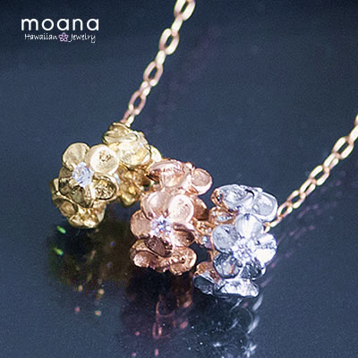 高級 ハワイアン ジュエリー プルメリア 14k K14 ペンダント ダイヤ ALOHA MANA ハワイアンジュエリー ネックレス レディース