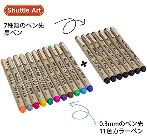 Shuttle Art 製図ペン 極細ぺン 12色 18本セット 線画ペン 水性 線径0 15から0 5mmまで 細書き 極細ライン 細字 耐光 耐水 ニードルペン 描画 デザイン 漫画 コミック スケッチ イラスト ノード 文書 手紙 Hazelwoodconst Com