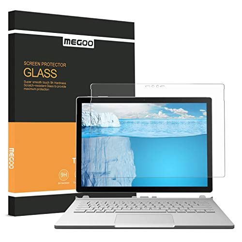 話題の人気 MEGOO Surface Book 2 保護フィルム 高精細 強化ガラス，9H高硬度 高感度 簡単取付， 液晶保護フィルム Microsoft 対応 1 インチ対応 Book1 2017 熱い販売 -Surface パック 2018 13.5 インチ