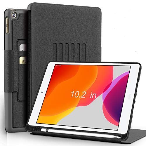 BeeFly ipad 10.2 ケース 第7世代 2019モデル 耐衝撃 傷防止 マグネット式 6段階角度調整 ペンシルホルダー付き オートスリープ ウェイク スマートケース A2197 A2198 A2200に対応 ipad 7世代 ケース(ブラック)