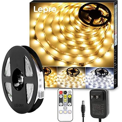 Lepro 電球色 昼白色 昼光色 5m テープライト インテリアライト リモコン付き 明るさ調整 イルミネーションライト ライト 照明器具 25smd Ledテープ 間接照明 調光調色 3ピン カット可能 取付簡単 非防水 店舗 室内 ホーム装飾用 Diy Ledテープライト 5メートル