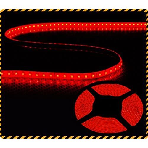 ican? 12V 5M 600連 LEDテープ 防水 切断可能 白ベース LEDレッド 正面発光
