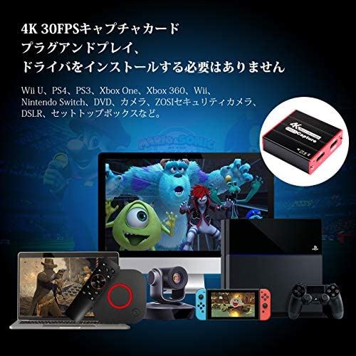 ついに再販開始 4k キャプチャーボード パススルーusb 3 0 外付け ビデオキャプチャー Hd ゲームキャプチャー ゲーム録画 ビデオ録画 ライブ配信 医用撮像 テレビ録画 生放送用 ライブ配信用キャプチャーデバイス Switch Black Fucoa Cl