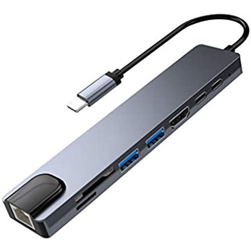 USB C ハブ 8 in 1 92%OFF USB-C 変換アダプター HDMI 4K 87W PD Gray カードリーダー ポート MicroSD TF 【超お買い得！】 高解像度 高速データ転送 LANポート SD 5Gbps 急速充電