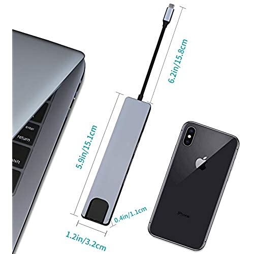 USBCハブ8in1USB-C変換アダプターHDMI4K87WPD急速充電高解像度LANポートUSBポート高速データ転送5GbpsSDTFMicroSDカードリーダーGray
