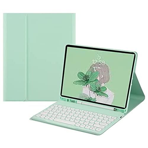 iPad8 iPad7 iPad Air3 Pro10.5 キーボード ケース 丸型キー 可愛い カラーキーボード カラフル iPad 第8世代 第7世代 アイパッド 10.2 10.5 インチ 丸い 分離式 キーボード付き カバー アップル ペンシル 収納可能 (iPad7 iPad8 Air3 Pro10.5, ミント)