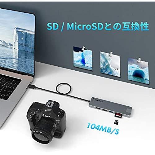 WAVLINKUSB3.0ウルトラスリム7-in-1type-cハブ旅行用ポータブルUSB-Cミニドッキングアルミニウム製4KHDMIV1.4RJ45SDとMicroSDカードリーダー50cmケーブル軽量コンパクトMacOS/Windowsに対応在宅勤務type-c7-in-1