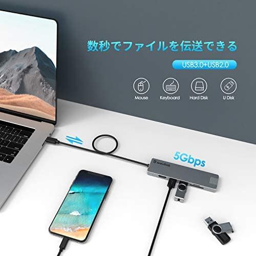 WAVLINKUSB3.0ウルトラスリム7-in-1type-cハブ旅行用ポータブルUSB-Cミニドッキングアルミニウム製4KHDMIV1.4RJ45SDとMicroSDカードリーダー50cmケーブル軽量コンパクトMacOS/Windowsに対応在宅勤務type-c7-in-1