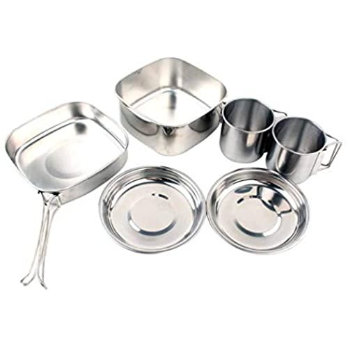 LIOOBO キャンプ用食器 キャンプクッカーセット アウトドア食器セット キャンピング鍋 屋外 花見用食器 旅行用品 3-4人 6件セット