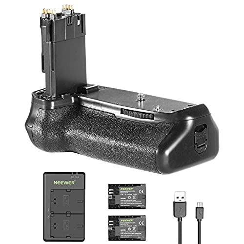 Neewer Vertical Multi-Power Battery Grip for Canon EOS 6D with 2-pack Rechargeable LP-E6 Replacement Li-ion Battery 7.4v 2000 mAh Replacement for Canon BG-E13 