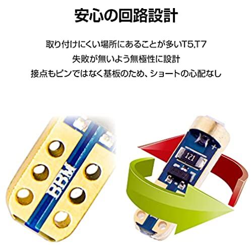 ぶーぶーマテリアルT5LEDアンバーオレンジ全7色安定性能メーター球ランプバルブ12V広範囲照射無極性T7互換5個