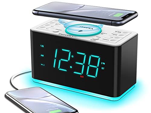 置き時計 ワイヤレス充電目覚まし時計 Iphone対応 時計 Fmラジオ デジタル時計 Moaセレクト