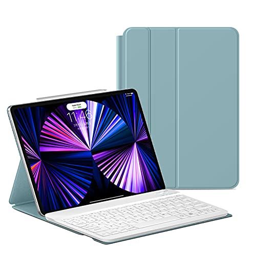 New iPad pro 11キーボード ケース 2021 2020 磁気吸着 脱着式Bluetooth キーボードケース 薄型 軽量オートスリープ機能 (青)