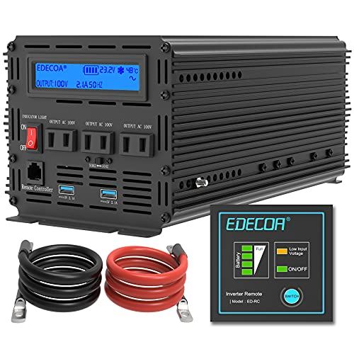 価格は安く EDECOA 2000w 24v インバーター 正弦波 24V DC を100V 110V