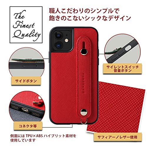 [HANATORA] iPhone13 mini ケース 本革 サフィアーノ・レザー スマホケース 落下防止 耐衝撃 スタンド機能 ハンディベルト ハンドメイド ストラップホール ストラップリング ギフトにも最適品 Handy 橙色 オレンジ XGH-13Mini-Orange iPhone13mini