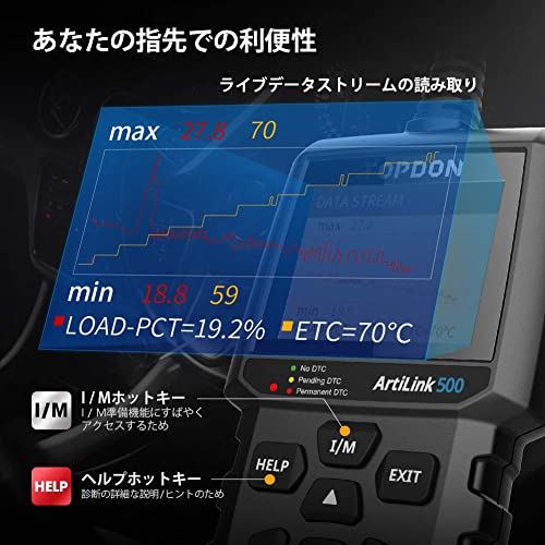 日本初の Topdon Al500 Obd2 診断機 日本語 Obd スキャンツール 12v 自動車 故障診断機 輸入車対応 全obd2機能 コードの読み取り クリア チェックエンジンライト消灯 アップデート ダイハツ対応不可 Sferavisia Hr