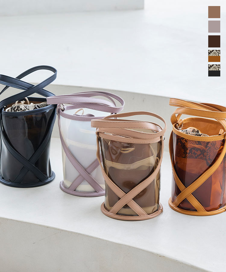 楽天市場】インナーポーチ付きゴールド金具フラップクリアバッグ