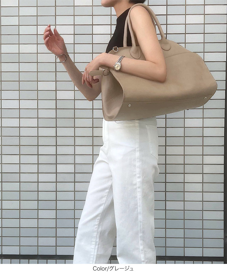 ♡新品未使用♡ ベージュレザーハンドバッグ ベルト付き ショルダーベルト付き A4バッグ レディース 2way バッグ