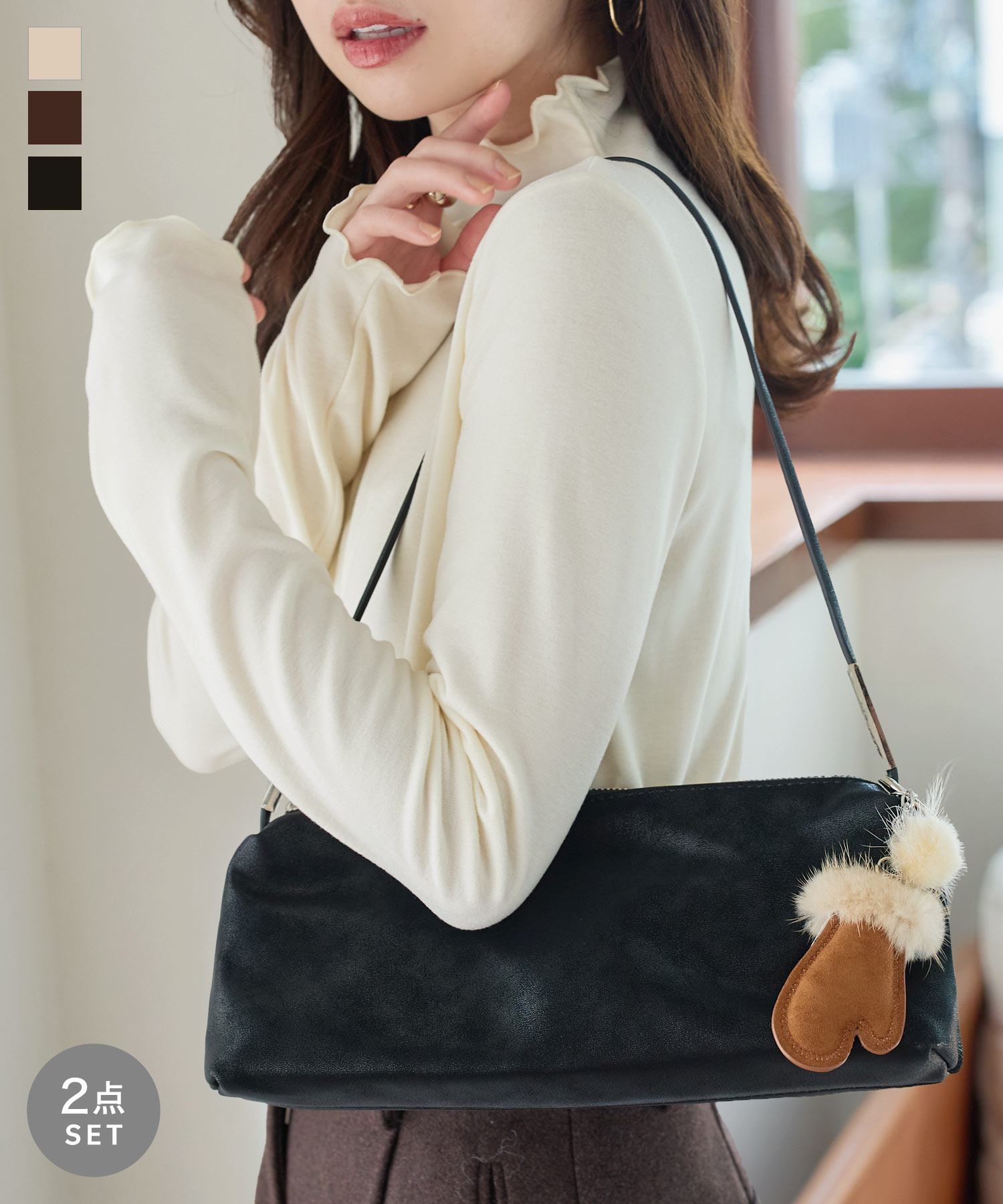 楽天市場】ファー or ボア ミニバッグ 2way レディース ショルダー